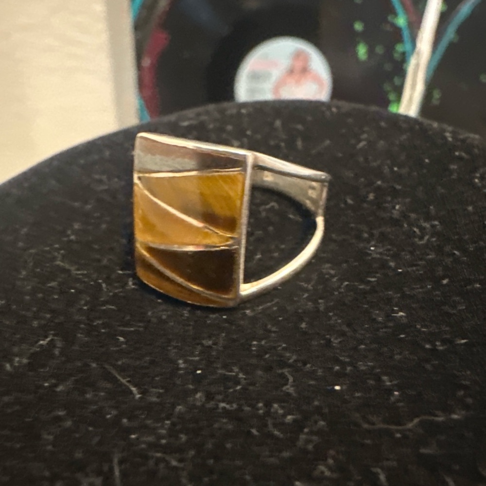 925 Silver and Brown Geometric Women's Ring
